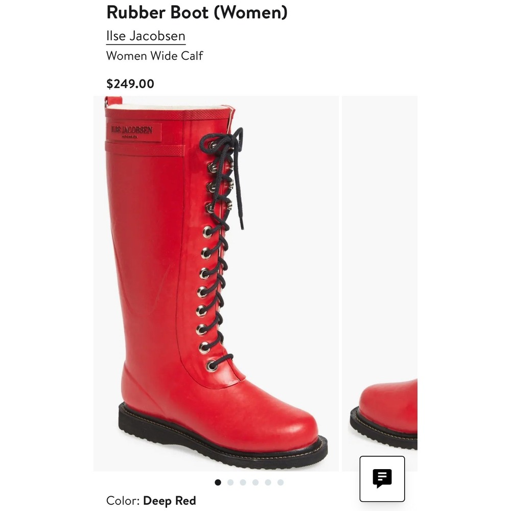 Ilse Jacobsen Rubber Boots Women Red Lace Up Tall Waterproof Size‎ 36